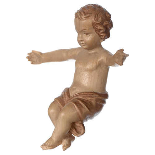 Baby Jesus made of Valgardena wood, multi-patinated 3