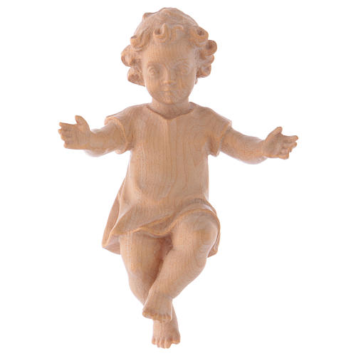 Baby Jesus with clothes in Valgardena wood, natural wax finish 1