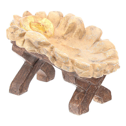Baby Jesus cradle in Valgardena wood, old antique gold finish 4