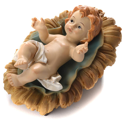 Baby Jesus figurine in coloured resin 10cm 1