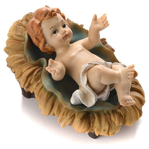 Baby Jesus figurine in coloured resin 10cm 2