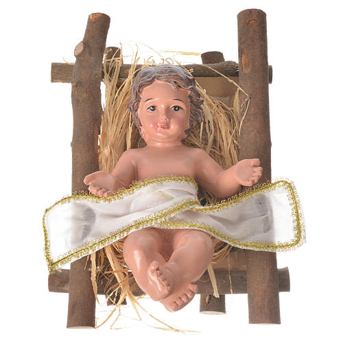 Gesù bambino con culla h 25 cm resina 1