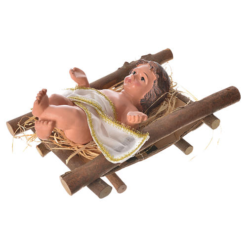 Gesù bambino con culla h 25 cm resina 2