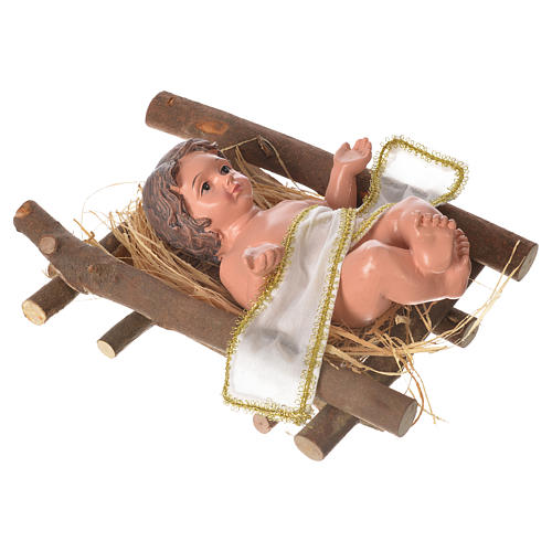Gesù bambino con culla h 25 cm resina 3