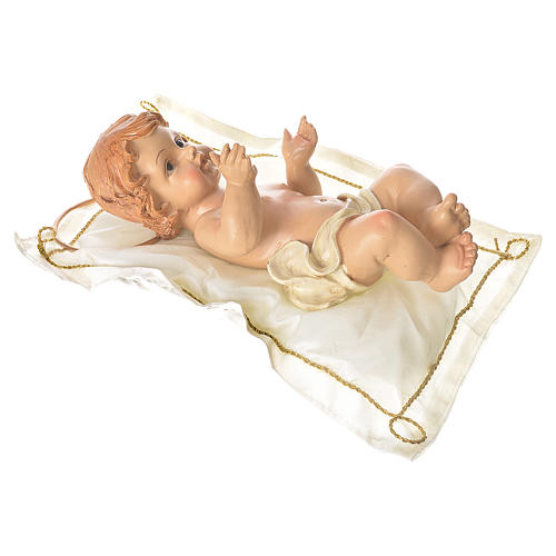 Niño Jesús en almohada con aureola, 25 cm resina 3