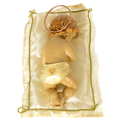 Niño Jesús en almohada con aureola, 25 cm resina 2