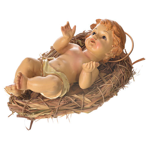 Enfant Jésus berceau en paille h 25 cm résine 2
