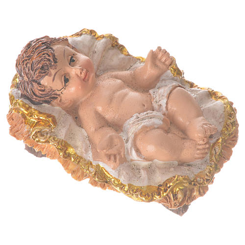 Nativity scene statue Baby Jesus in cradle 6 cm resin 3