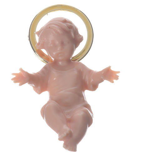 Gesù bambino 5 cm plastica aureola dorata 3