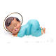 Schlafende Kind mit Heiligenschein 7.5cm hellblau s1
