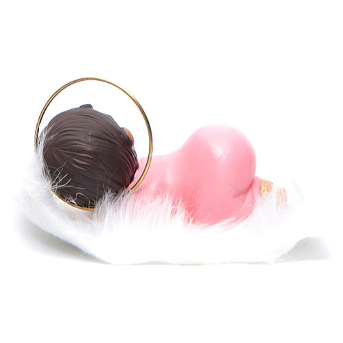 Bambinello dormiente aureola resina 7,5 cm rosa 2