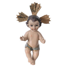Statue Gesù Bambino: Bambinello con raggiera resina 7 cm