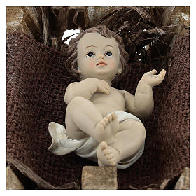 Statue Gesù Bambino: Gesù Bambino resina con culla legno 16 cm (h reale)