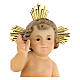 Enfant Jésus santon pâte à bois robe dorée 20 cm fin. élégante s2