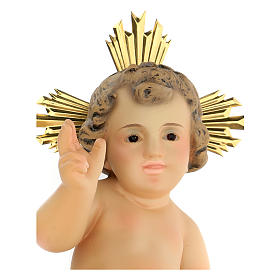 Baby Jesus with rays in wood paste, 8 inches elegant finish