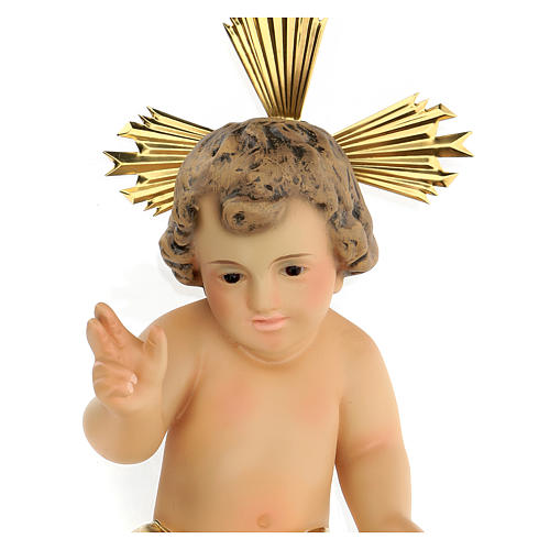 Baby Jesus with rays in wood paste, 8 inches elegant finish 3