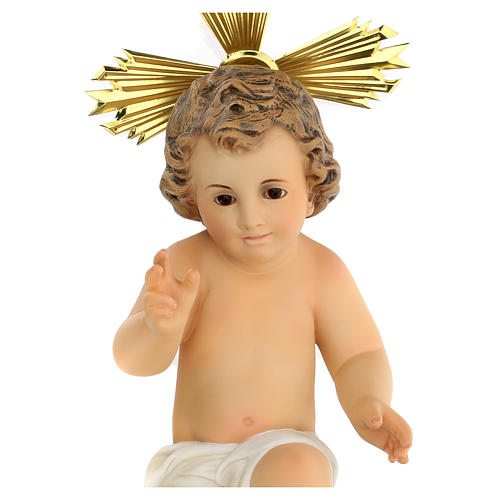 Baby Jesus in wood paste, 30 cm elegant finish 3
