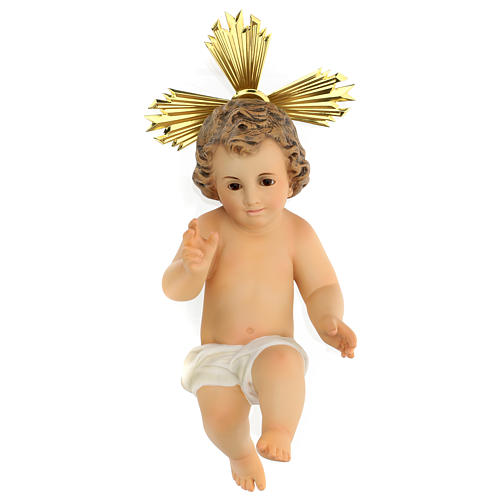 Enfant Jésus santon pâte à bois robe crème 30 cm fin. élégante 1