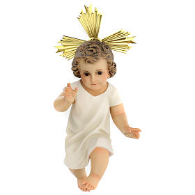 Enfant Jésus santon pâte à bois robe crème 35 cm fin. élégante
