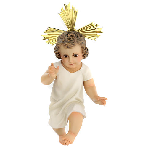 Enfant Jésus santon pâte à bois robe crème 35 cm fin. élégante 1