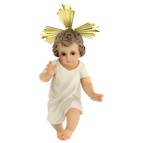 Dzieciątko Jezus szata kremowa figura ze ścieru drzewnego 35 cm dek. elegancka 1