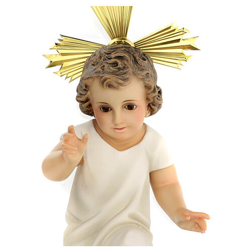 Menino Jesus pasta de madeira veste bege 35 cm decoração elegante 3