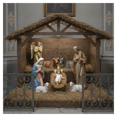 Menino Jesus pasta de madeira veste bege 35 cm decoração elegante 4