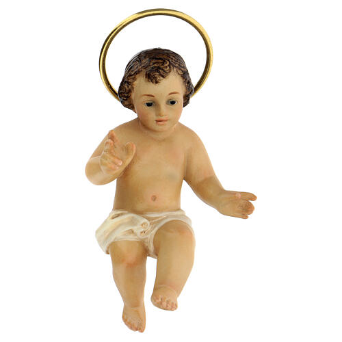 STOCK Baby Jesus with halo in wood paste real h 10 cm 1