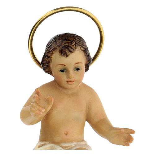 STOCK Baby Jesus with halo in wood paste real h 10 cm 2