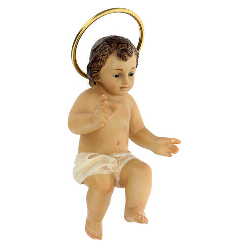 STOCK Baby Jesus with halo in wood paste real h 10 cm 3