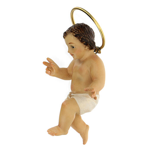 STOCK Baby Jesus with halo in wood paste real h 10 cm 4