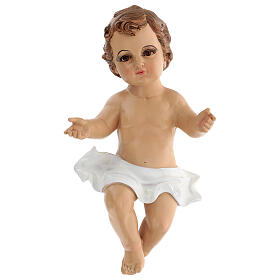 Baby Jesus figurine GLASS EYES 34 cm painted resin