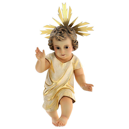 Menino Jesus pasta de madeira olhos de cristal 35 cm, para presépio com figuras altura média 150 cm 1