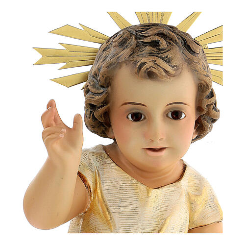 Menino Jesus pasta de madeira olhos de cristal 35 cm, para presépio com figuras altura média 150 cm 2