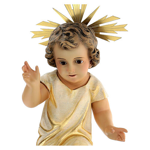 Menino Jesus pasta de madeira olhos de cristal 35 cm, para presépio com figuras altura média 150 cm 4