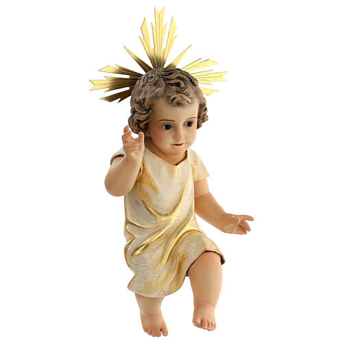 Menino Jesus pasta de madeira olhos de cristal 35 cm, para presépio com figuras altura média 150 cm 5