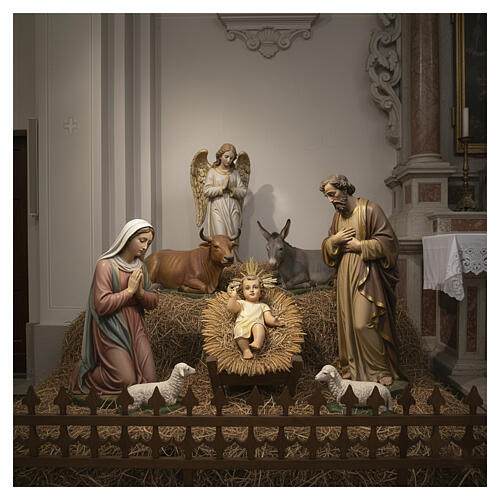 Menino Jesus pasta de madeira olhos de cristal 35 cm, para presépio com figuras altura média 150 cm 5