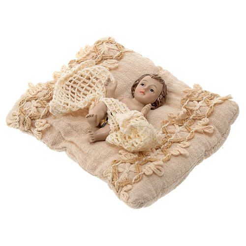 Infant Jesus, Shabby Chic figurine of resin and fabric, 10 cm 3