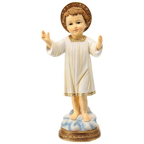 Bambino Gesù su nuvola 30 cm resina colorata 1
