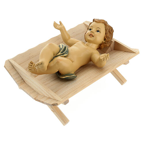 Gesù Bambino culla resina presepe 30 cm 3