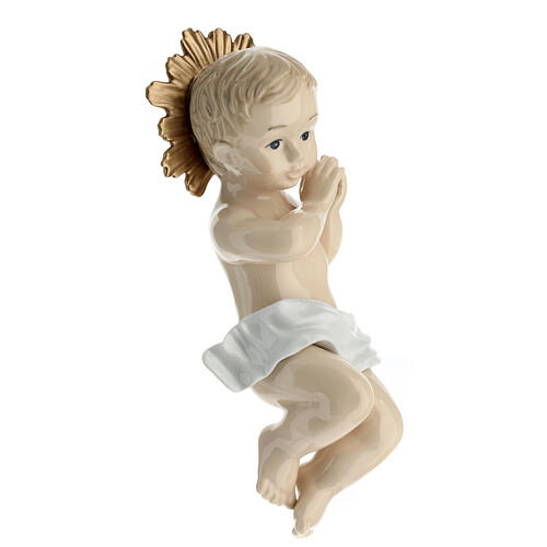 Estatua Niño Jesús porcelana coloreada h 20 cm 4