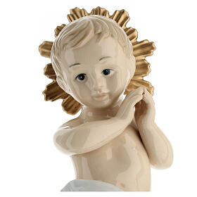 Statue Enfant Jésus porcelaine colorée h 20 cm