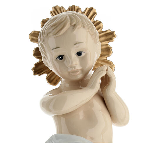 Statue Enfant Jésus porcelaine colorée h 20 cm 2