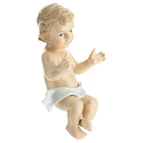 Baby Jesus figurine in colored porcelain 15x10 cm 3