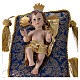 Niño Jesús 20 cm de resina con cojín de tela azul y oro s2