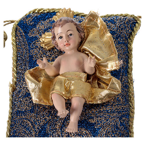 Infant Jesus with blue and golden pillow, 10 cm 2