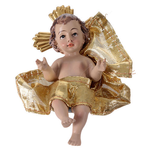 Niño Jesús con cojín 10 cm azul oro 3