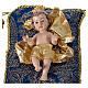 Baby Jesus statue with cushion 10 cm blue gold s2