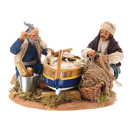 Fishermen with boat for nativity scene 10 cm 5