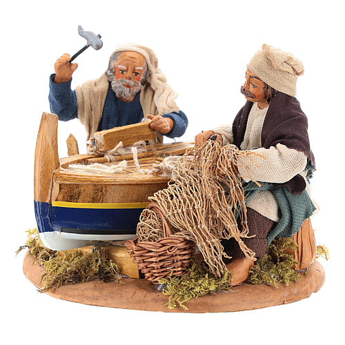 Fishermen with boat for nativity scene 10 cm 6